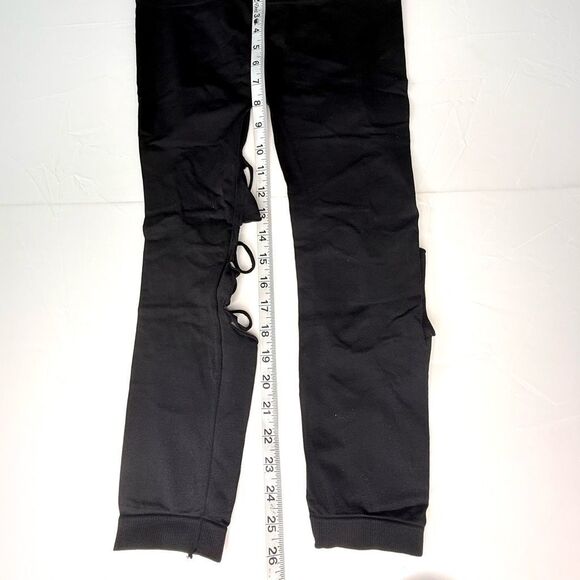 Shredded Black Ripped Leggings – Grunge Street Style Festival Pants OS - Picture 6 of 7